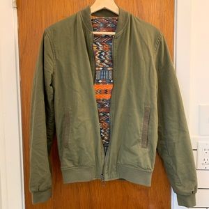 Zara Reversible Green and Patterned Bomber Jacket